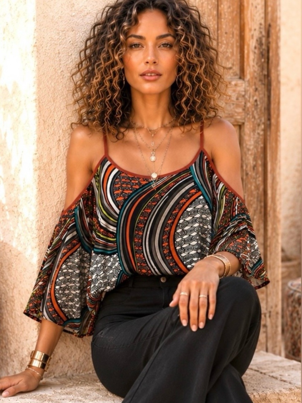 Vibrant Dulce Carola Colorful Patterned Women's Blouse